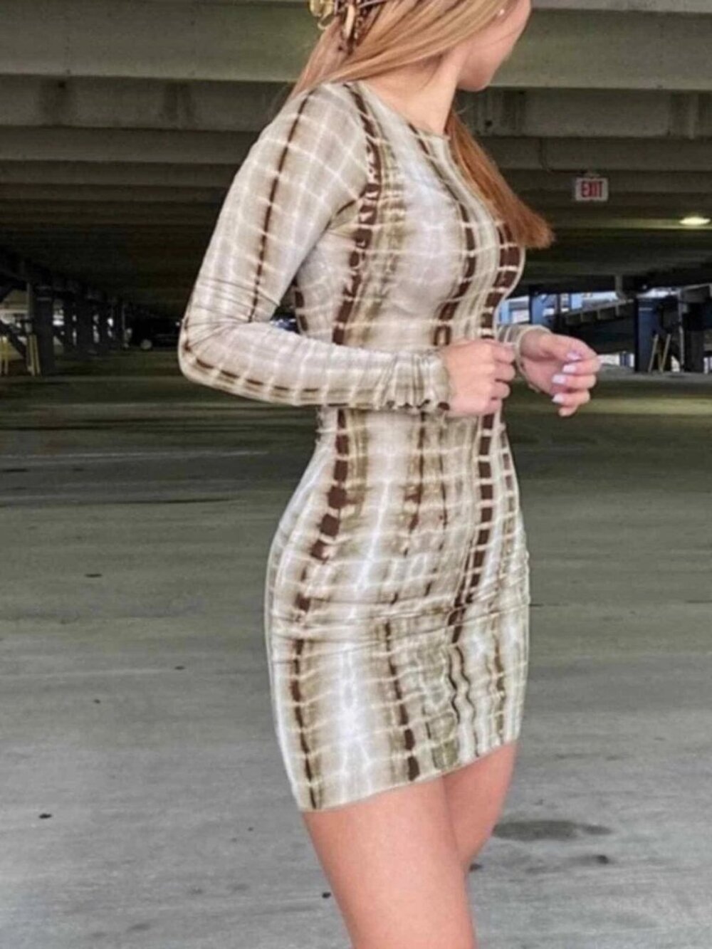 Princess Polly Joani Tie-Dye Long Sleeve Bodycon Mini Dress